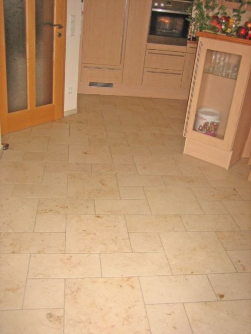 Jura Kalkstein, gelb, sandgestrahlt und gebürstet, Küche Boden